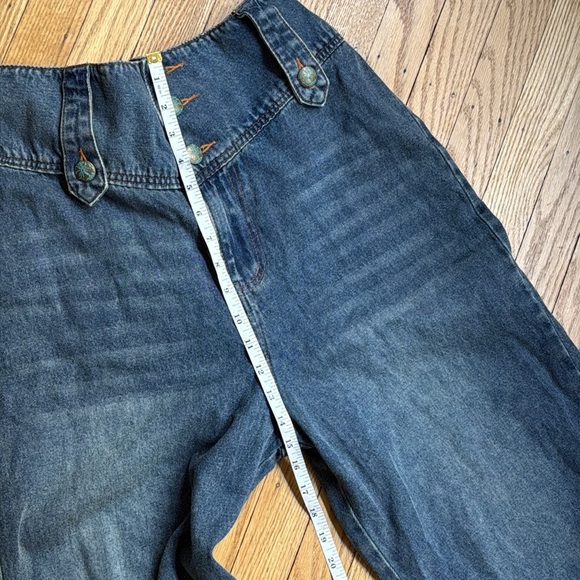 Monthorigin High Rise Wide Leg Jeans Button Front Raw Hem Boho Y2K 28x28 - Picture 5 of 14